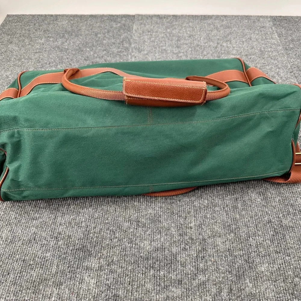 Ralph Lauren Weekender Duffle Bag Large Canvas Faux Leather Green Vintage Travel